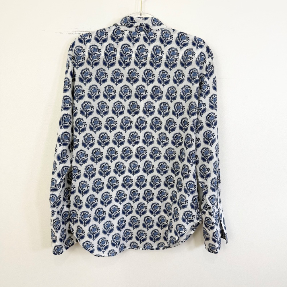J.Crew Garçon Cotton Voile Shirt Blue Bouquet Block Print Size 8 - Picture 7 of 7